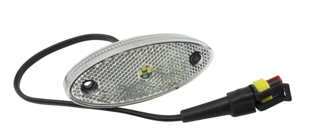 Markeringslamp wit 100x40mm.,ovaal LED  kabel. Radex 929 30cm