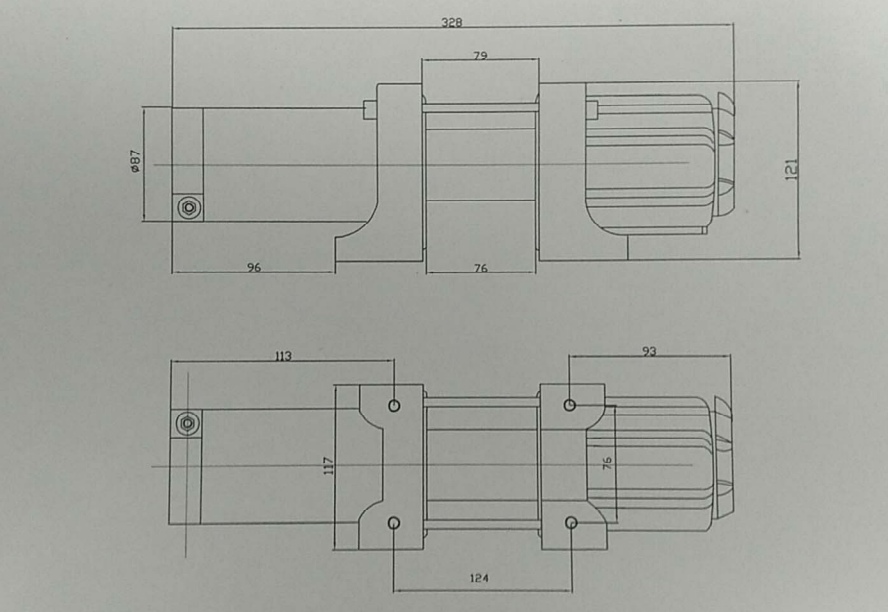 Electric winch 4500lbs./1V.+remote conrol. / Motor 1.3 PK, magneet