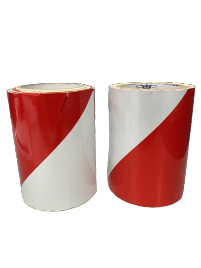 Marker sticker red/white 9mx14cm - set 2 (left/right)