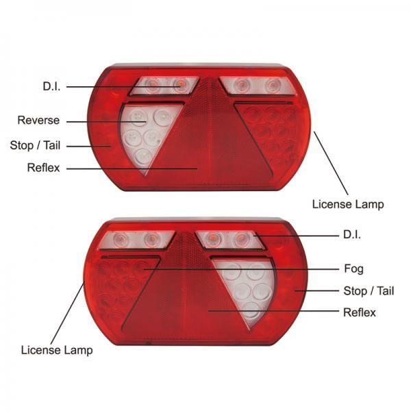 Achterlicht LED 236x140mm.  (L)  12V.  5 pin   lucidity 