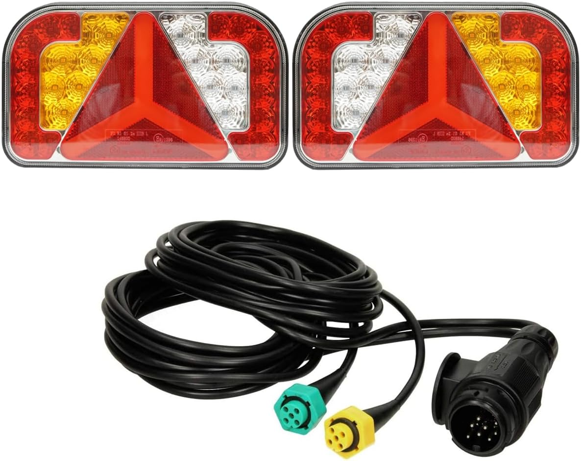 Achterlicht 238x140mm. 12/24V. (set L+R) LED / 8p stekker 3.7m kabel (303912 + 303583)