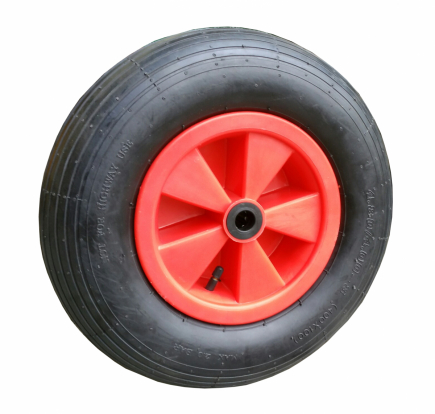 Wiel met pvc velg, luchtband 400-8, asgat 25mm. 