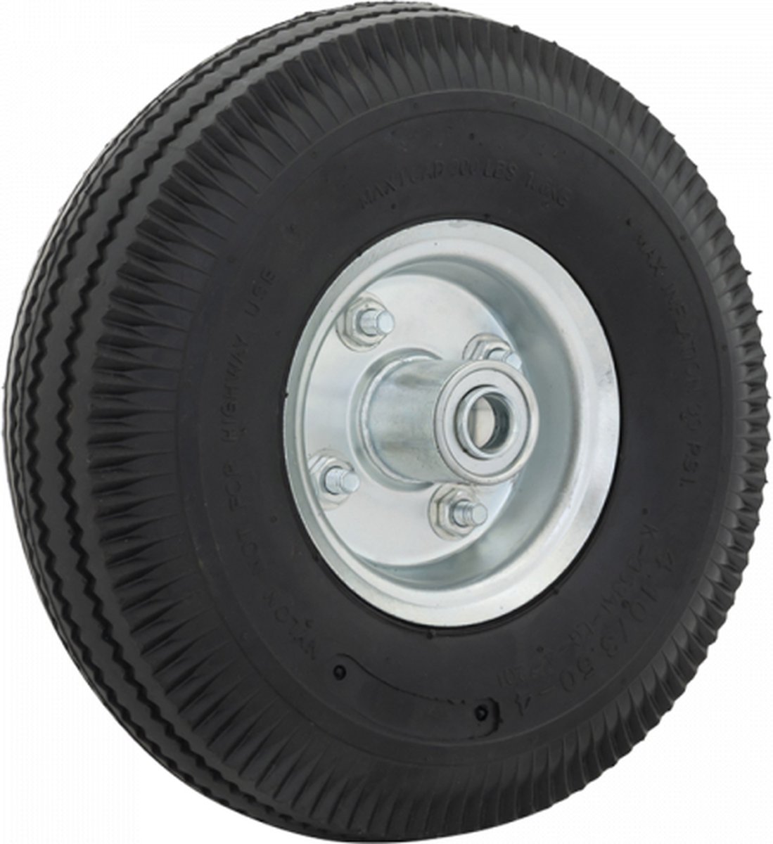 Spare wheel metal rim air tyre 260x70mm. 350x10 16mm axle hole