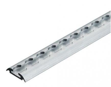 Airline ankerrail 2m. opbouw rond, 20mm. gaten. aluminium