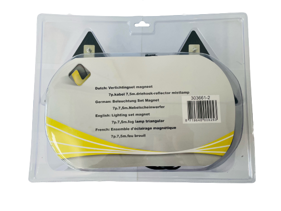 Verlichtingset magneet 7p.kabel 7,5m.driehoek-reflector mistlamp