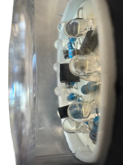 Breedtelicht rood/wit 186mm.LED 12V.(L) 10->30V.