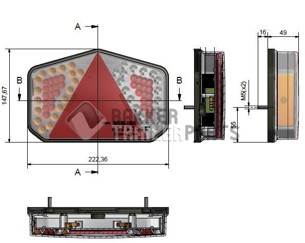 Achterlicht LED, 222x148 mm. (R) 7 f.  radex 7600