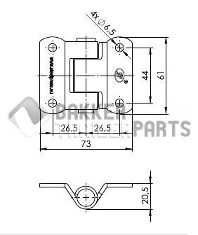 Scharnier 73x61mm. 