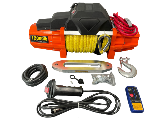 Lier elektrisch 7620kg./16.800lbs.12V.met afstandbed. 8,1mmx28m.