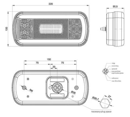 Fristom LED Rückleuchte (L) + Nebelscheinwer FT-130